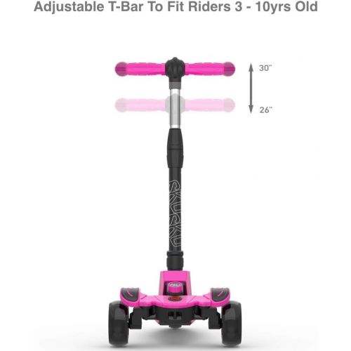  6KU Kids Kick Scooter with Adjustable Height Scooter, Lean to Steer, Widened LED Wheels for Children Age 3-8 Years Old