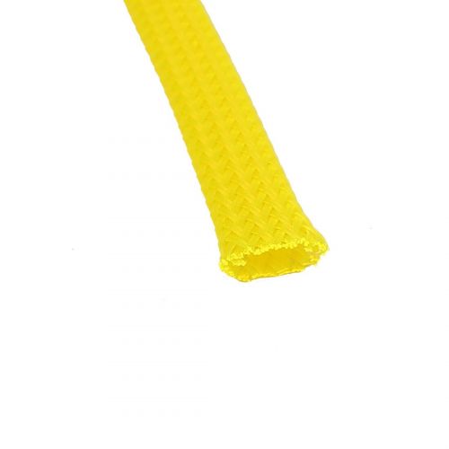  6mm Dia Tight Braided PET Expandable Sleeving Cable Wire Wrap Sheath Yellow 10M