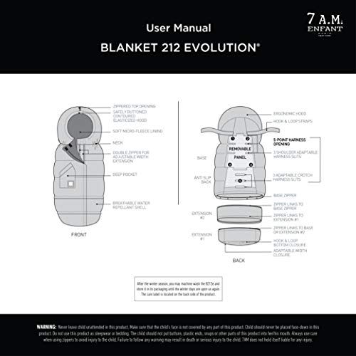  7 A.M. 7AM Enfant Stroller, Carseat Footmuff - Blanket 212 Evolution Cover for Car Seat & Stroller, Adjustable Cold Weather, Water Repellent, Warm Sleeping Bag for Baby & Infant, Grows wi