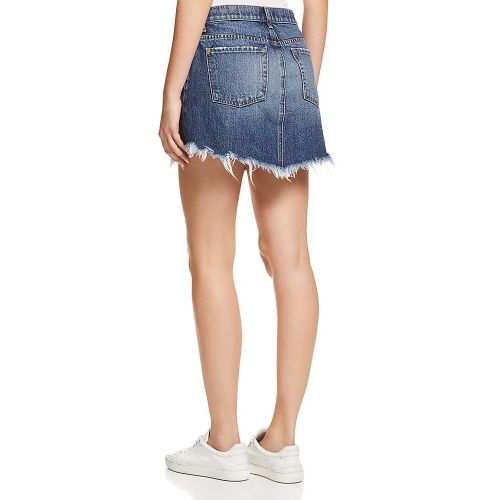  7 For All Mankind Frayed Hem Denim Skirt in Montreal 4