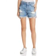 7 For All Mankind High-Rise Destroyed Denim Cutoffs in Vintage Wythe