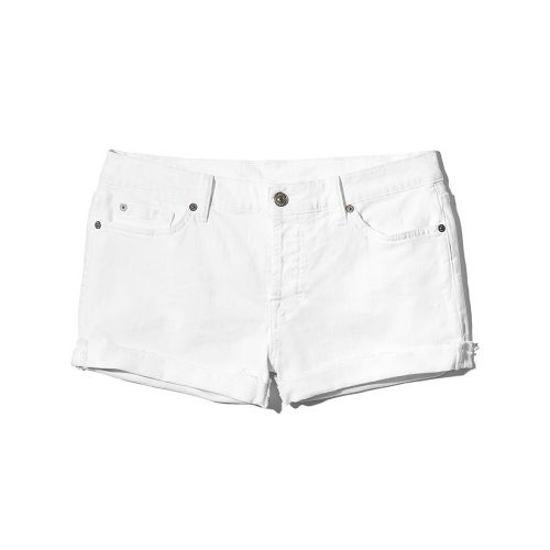  7 For All Mankind Rolled-Cuff Denim Shorts in White - 100% Exclusive