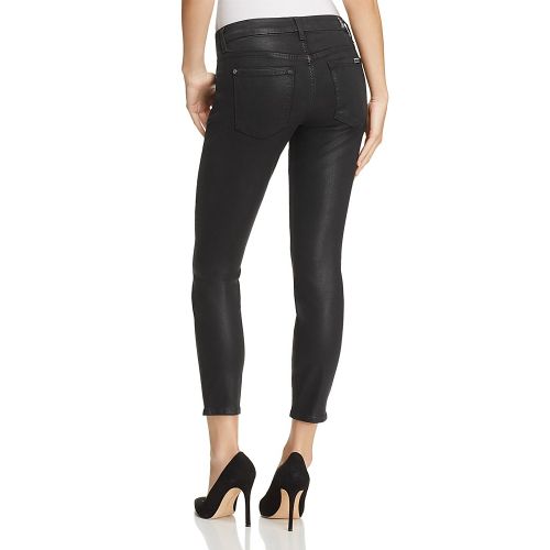  7 For All Mankind Coated Ankle Skinny Jeans in Black Clean