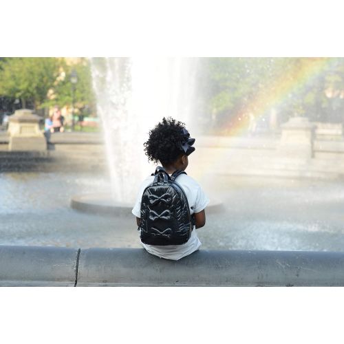 7 a.m. 7AM Voyage Mini Bows Backpack, Unisex Toddler, Kids and Teens School Backpack, Water Resistant and Durable (Black, One Size)