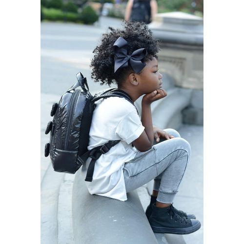  7 a.m. 7AM Voyage Mini Bows Backpack, Unisex Toddler, Kids and Teens School Backpack, Water Resistant and Durable (Black, One Size)