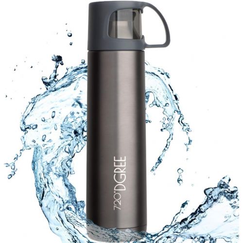  720°DGREE Thermoskanne “Follow” mit Becher - 450ml, 700ml - Auslaufsicher, BPA-Frei - Edelstahl Thermosflasche fuer Baby unterwegs, Kaffee, Tee- Isolierflasche - Perfekt auch fuer Ki