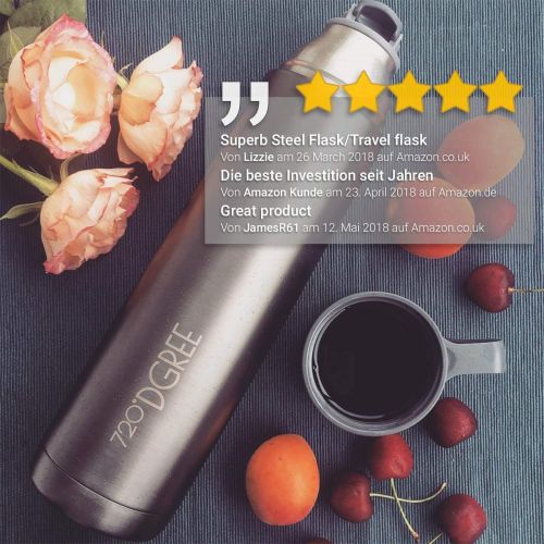  720°DGREE Thermoskanne Follow 450ml | Premium Thermosflasche | Edelstahl Isolierkanne mit Becher fuer Unterwegs | Neuartige Isolierflasche Perfekt fuers Kaffee & Tee