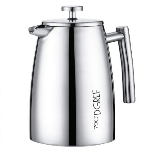  720°DGREE Premium French Press Kaffeebereiter Sunrise - 1Liter | Fuer den Hoechsten Kaffeegenuss aus Edelstahl mit permanent Filter/Sieb | Elegante Kaffeekanne fuer 4 bis 8 Tassen hei