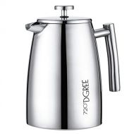 720°DGREE Premium French Press Kaffeebereiter Sunrise - 1Liter | Fuer den Hoechsten Kaffeegenuss aus Edelstahl mit permanent Filter/Sieb | Elegante Kaffeekanne fuer 4 bis 8 Tassen hei