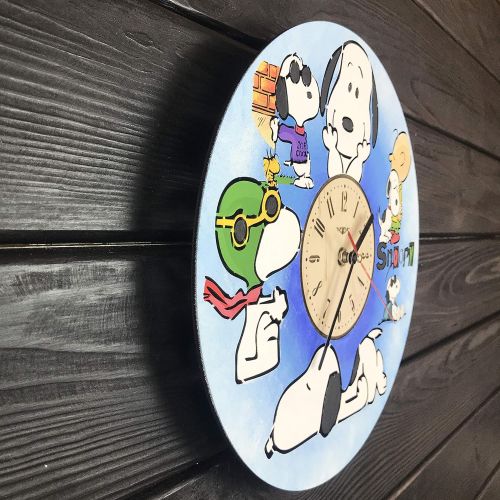  7ArtsStudio Snoopy Painted Wall Clock Made of WOOD - Perfect and Beautifully Cut - Decorate your Home with MODERN ART - UNIQUE GIFT for Him and Her - Size 12 Inches