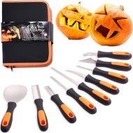 [아마존베스트]7Felicity Professional Halloween Pumpkin Carving Kit, Anti-Slip Rubber Handle, 9 Piece Stainless Steel Pumpkin Carving Tools Knife Set for Halloween DIY Decoration, with Storage Bag