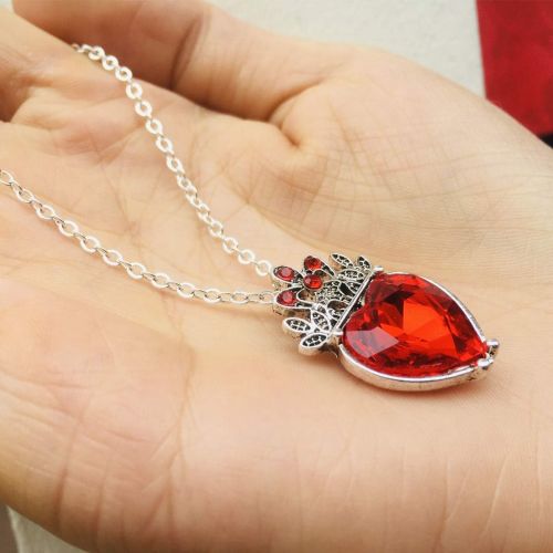  7Queen Descendants Necklace Evie Queen of Heart Princess Costume Fan Jewerly Red Heart Pendant Halloween Accessories Birthday Valentines for Kids Girls Mom Her(Red Rubies)