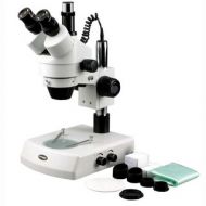 7X-180X Trinocular Stereo Zoom Microscope with Dual Halogen Lights by AmScope