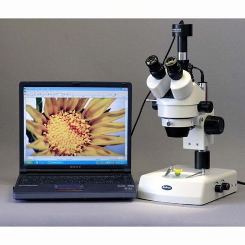  7X-180X Trinocular Stereo Zoom Microscope with Dual Halogen Lights by AmScope