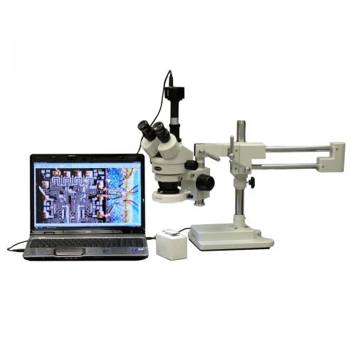  7X-45X Trinocular Stereo Microscope with 80-LED Light and 1.3MP USB Digital Camera by AmScope