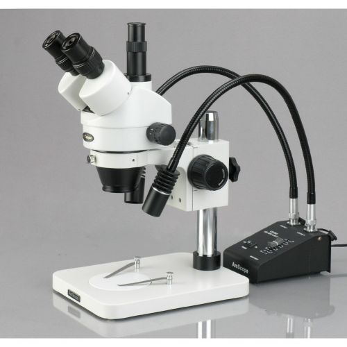  7X-45X Digital LED Two Gooseneck Light Zoom Stereo Microscope + 5MP USB Camera by AmScope