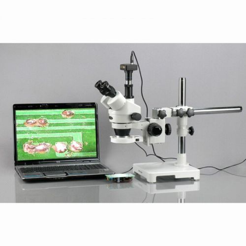  7X-90X Boom Stand Trinocular Zoom Stereo Microscope with 54 LED Light by AmScope