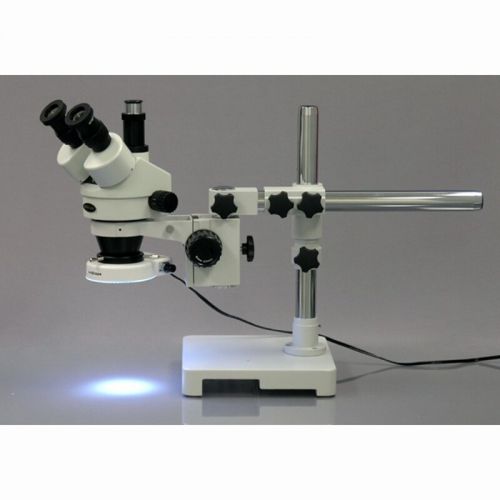  7X-90X Trinocular Zoom Stereo Microscope on Boom Stand with 80 LED Light by AmScope