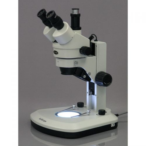  7X-90X Track Stand Stereo Zoom Trinocular Microscope with Dual LED Lights by AmScope