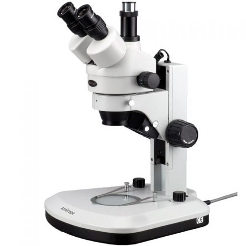  7X-90X Track Stand Stereo Zoom Trinocular Microscope with Dual LED Lights by AmScope