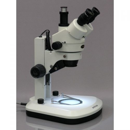  7X-90X Track Stand Stereo Zoom Trinocular Microscope with Dual LED Lights by AmScope