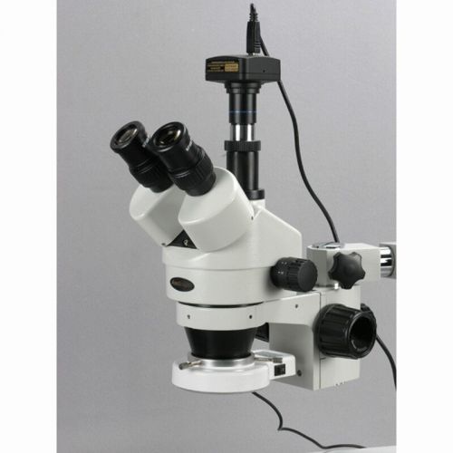  7X-90X Trinocular LED Boom Stand Stereo Zoom Microscope with 5MP Camera by AmScope