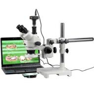 7X-90X Trinocular 80-LED Zoom Stereo Microscope on Boom Stand with 3MP USB Camera by AmScope
