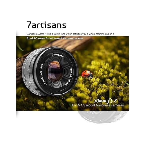  7artisans 50mm F1.8 APS-C Manual Focus Fixed Lens Compatible with Olympus and Panasonic MFT M4/3 Mount Mirrorless Cameras