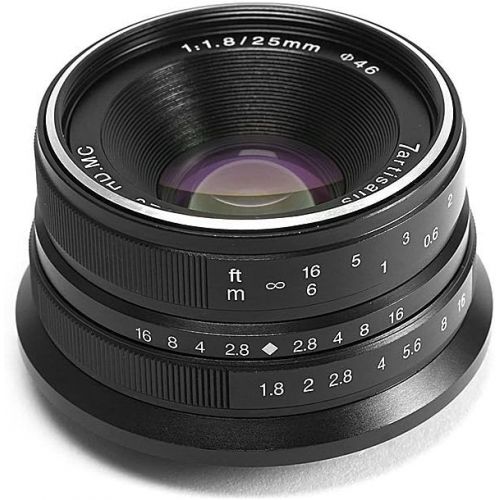  7artisans 25mm F1.8 APS-C Manual Fixed Lens for Fuji Cameras X-A1 X-A10 X-A2,X-A3 X-at X-M1 XM2 X-T1 X-T10 X-T2 X-T20 X-Pro1 X-Pro2 X-E1 X-E2 X-E2s (Black)