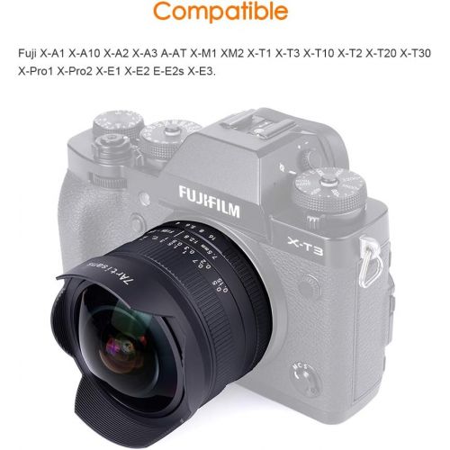  7artisans 7.5mm F2.8 II V2.0 Fisheye Lens with 190° Angle of View Compatible with Fujifilm Fuji Camera X-A1 X-A10 X-A2 X-A3 A-at X-M1 XM2 X-T1 X-T3 X-T10 X-T2 X-T20 X-T30 X-Pro1 X-