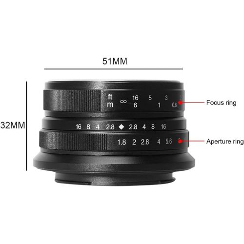  7artisans 25mm F1.8 APS-C Large Aperture Manual Focus Fixed Lens for Olympus and Panasonic Micro Four Thirds MFT M4/3 Cameras - Black