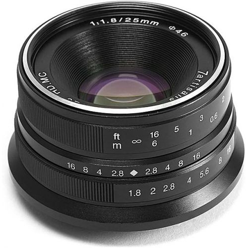  7artisans 25mm F1.8 APS-C Large Aperture Manual Focus Fixed Lens for Olympus and Panasonic Micro Four Thirds MFT M4/3 Cameras - Black