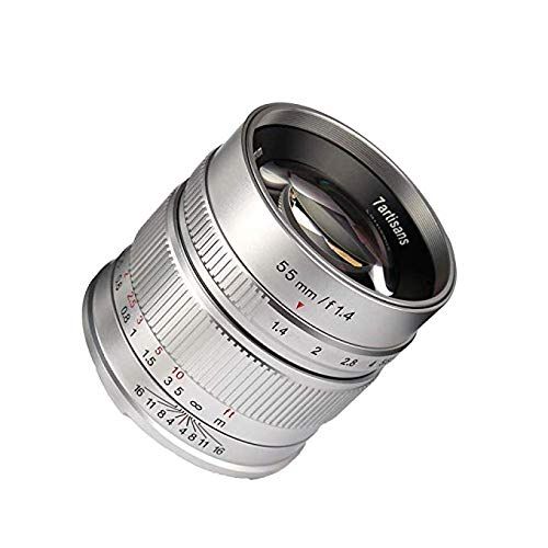  7artisans 55mm F1.4 APS-C Manual Fixed Lens for M4/3 Mount Cameras Panasonic G1 G2 G3 G4 G5 G6 G7 G8 GF1 GF2 GF3 GF5 GF6 GM1 Olympus EMP1 EPM2 E-PL1 E-PL2 E-PL3 E-PL5 Silver