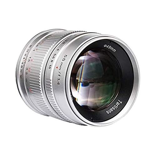  7artisans 55mm F1.4 APS-C Manual Fixed Lens for M4/3 Mount Cameras Panasonic G1 G2 G3 G4 G5 G6 G7 G8 GF1 GF2 GF3 GF5 GF6 GM1 Olympus EMP1 EPM2 E-PL1 E-PL2 E-PL3 E-PL5 Silver