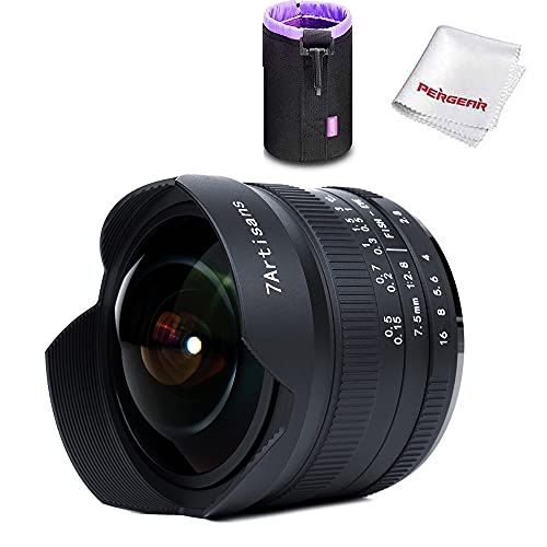  7artisans 7.5mm F2.8 II V2.0 Fisheye Lens with 190° Angle of View, Compatible with Olympus and Panasonic MFT M4/3 Mount Cameras