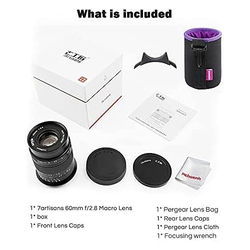  [아마존베스트]7artisans 60mm F2.8 APS-C Macro Lens, Manual Focus Fixed Lens for Micro Four Third, M4/3 Mount Mirrorless Cameras Mirrorless Cameras W/Lens Pouch Bag & Focus Wrench, Black