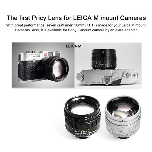  7artisans 50mm F1.1 Fixed Lens for Leica M-Mount Cameras Like Leica M2 M3 M4-2 M5 M6 M7 M8 M9 M10 M4P M9p M240 M240P ME M262 M-M CL -Black