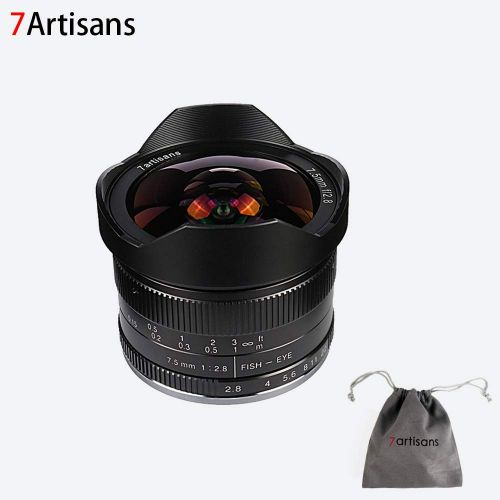  7artisans 7.5mm F2.8 APS-C Wide-Angle Fisheye Fixed Lens(Aspherical) for Compact Mirrorless Cameras Fuji FX Mount X-A1 X-A2 X-A2 X-A10 X-at X-T10 X-T20 X-Pro1 X-Pro2 X-E1-Black