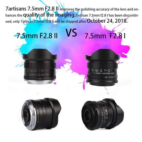  7artisans 7.5mm F2.8 APS-C Wide-Angle Fisheye Fixed Lens(Aspherical) for Compact Mirrorless Cameras Fuji FX Mount X-A1 X-A2 X-A2 X-A10 X-at X-T10 X-T20 X-Pro1 X-Pro2 X-E1-Black