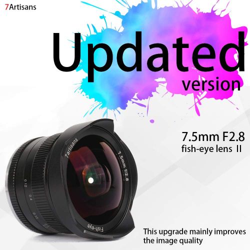  7artisans 7.5mm F2.8 APS-C Wide-Angle Fisheye Fixed Lens(Aspherical) for Compact Mirrorless Cameras Fuji FX Mount X-A1 X-A2 X-A2 X-A10 X-at X-T10 X-T20 X-Pro1 X-Pro2 X-E1-Black