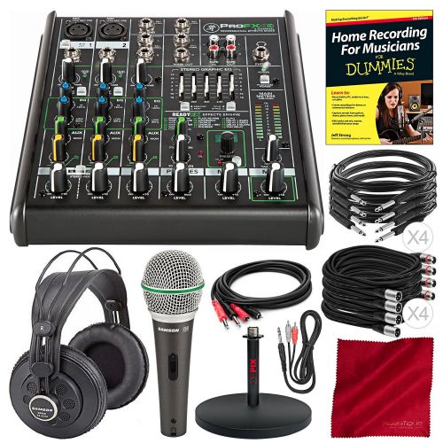  Photo Savings Mackie PROFX8V2 8-Channel Compact Mixer with Built-In USB Interface and Effects + Platinum Bundle w Professional Microphone, Headphones, 10x Cables, Much More