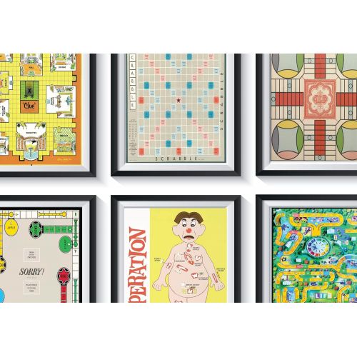  8.5 x 11 Inch, 8 x 10 Inch Vintage Board Game Art Prints UNFRAMED Qty 10 Retro Sorry, Twister, Clue, Candyland, Parcheesi, Scrabble, Chutes and Ladders, Operation, Life