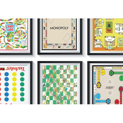  8.5 x 11 Inch, 8 x 10 Inch Vintage Board Game Art Prints UNFRAMED Qty 10 Retro Sorry, Twister, Clue, Candyland, Parcheesi, Scrabble, Chutes and Ladders, Operation, Life