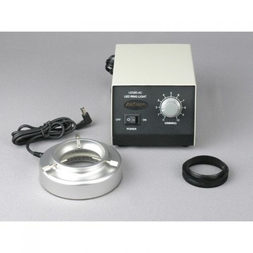  80-LED Microscope Ring Light with Heavy-Duty Metal Box and Adapter by AmScope