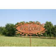 81MetalArt Outdoor Welcome Sign, Entryway Welcome Sign, Rustic Metal Welcome Garden Stake, Cottage chic welcome, Garden Marker, Rusty Garden Art