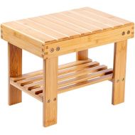 [아마존베스트]88ECO Bamboo Small Seat Stool for Kids, Foot Rest Shaving Stool,Storage Shelf, Durable Lightweight and Anti Slip