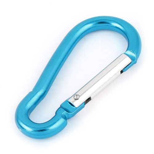  8cm Long Blue Aluminum Alloy Spring Loaded Gate Locking Carabiner Hook by Unique Bargains