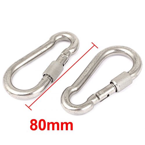  8mm Thickness 316 Stainless Steel Spring Carabiner Hook Keychain 2pcs by Unique Bargains