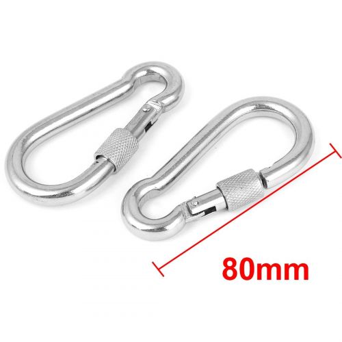  8mm Thickness Screw Lock Carabiner Hook Keychain Silver Tone 4pcs by Unique Bargains