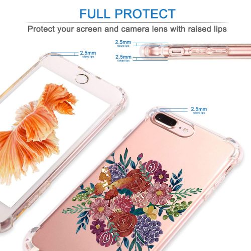  9-vultre iPhone 7 Plus Shockproof TPU Pretty Pattern Soft TPU Case iPhone 8 P